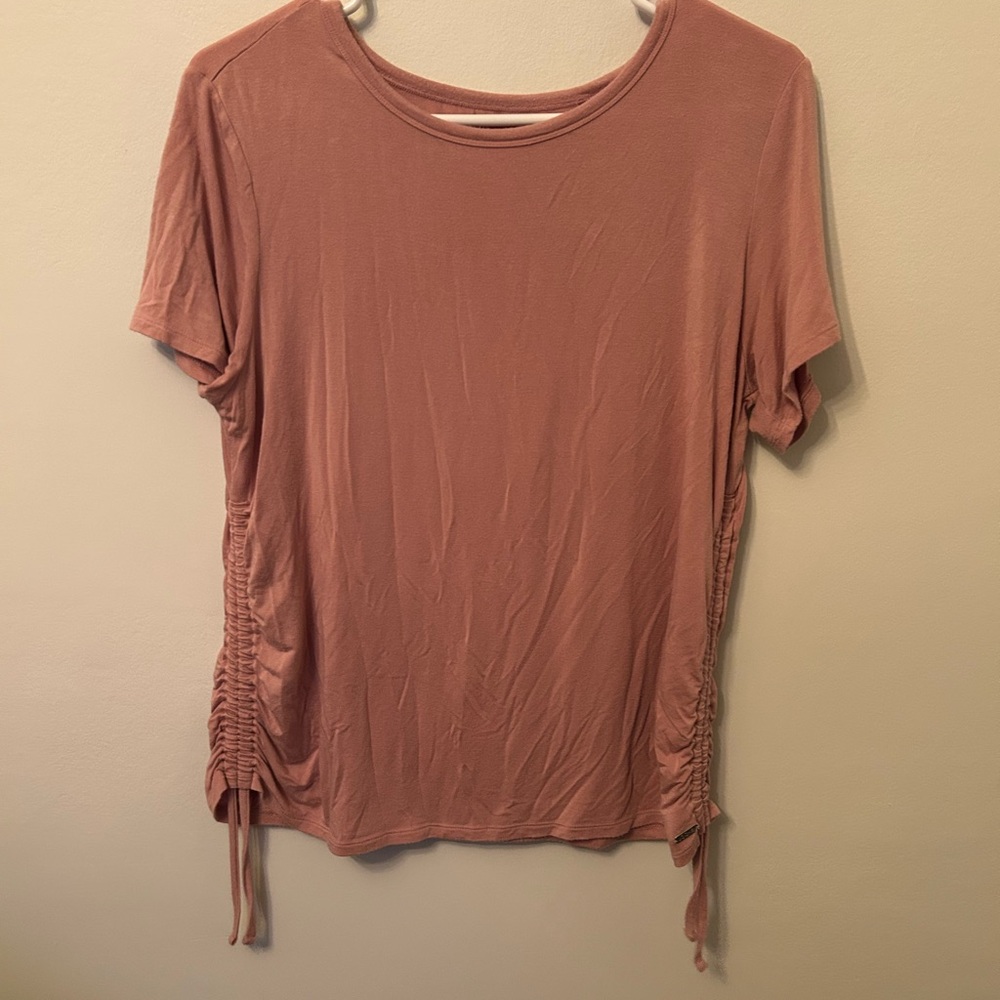 Jockey Pink Ruched Short Sleeve T-Shirt women large